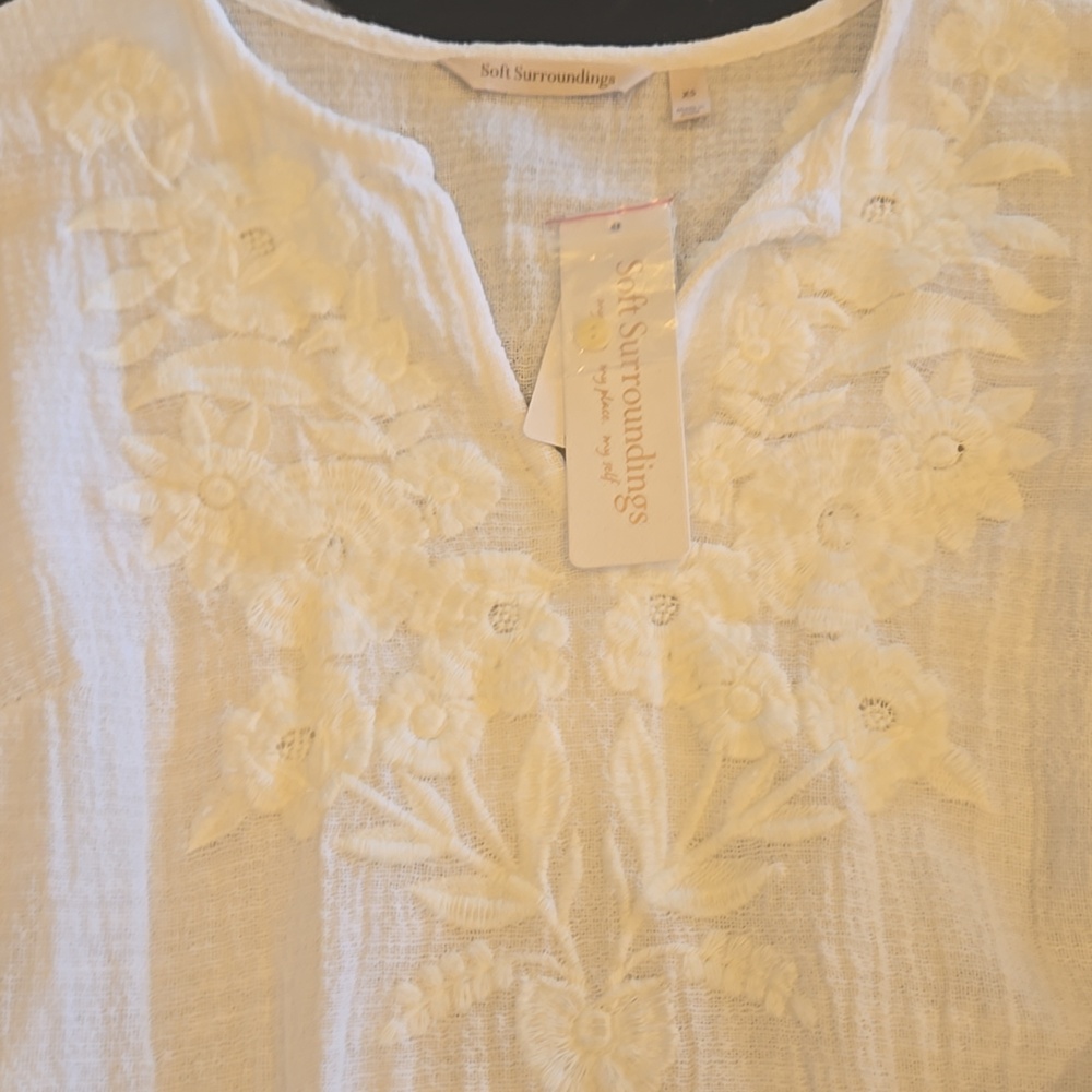NWT Soft Surroundings Palatina Embroidered Blouse Top - Picture 2 of 7